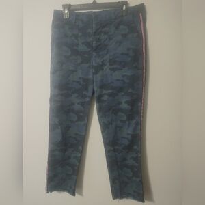 Gap Womens Pants Blue Size 8 Girlfriend Khaki Camo Cotton Blend Pink Stripe